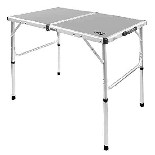 AKTIVE 63019 - Mesa plegable camping portátil antideslizante de aluminio, con asa para fácil transporte, mesas altas picnic, medidas 56 x 40 x 25.5 cm, accesorios acampada