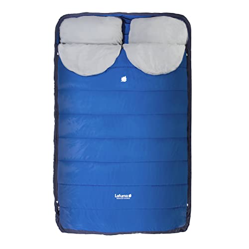 Lafuma - Nunavüt Doble - Saco de Dormir para 2 Personas - Aislamiento en poliéster reciclado e Hidrófugo - Temperatura de Confort 7°C - Azul