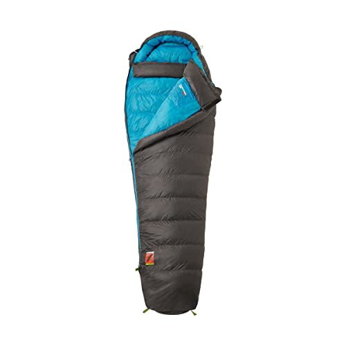 Saco de Dormir Invierno Andes 900D Color Gris Oscuro | Forma de Momia | Material de Pluma | Temperatura -28 a -3ºC | Ideal para Montaña, Camping o Excursiones (para Zurdos)