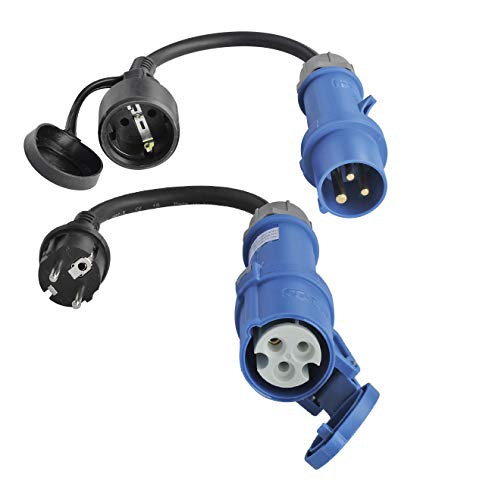 ViD® 2X, cable adaptador CEE 0.3 m, 230 V, 16 A, 3 polos, color: negro y azul