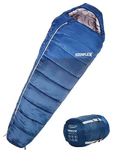 KEENFLEX Saco de Dormir de Invierno 4 Temporadas de 0ºC a -23.4ºC de Temperatura de Funcionamiento (Azul)