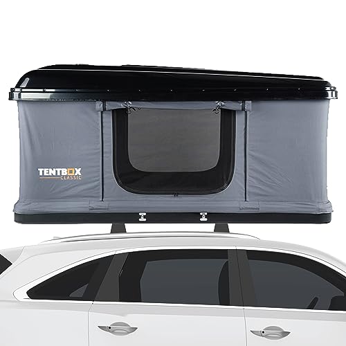 TentBox - Tienda de Techo Classic, Negro y Gris - Tienda de Techo para Auto TentBox, Capacidad para 2 Personas - Apta para la Mayoría de los Autos - Apertura Asistida por Gas, Montaje en 60 Segundos