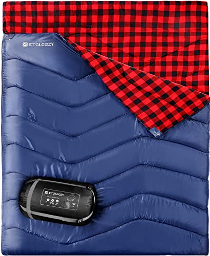 Saco de dormir doble para adultos camping, extra ancho para 2 personas, ligero con bolsa compacta para senderismo mochilero, 87 'Hx63' W (rojo)