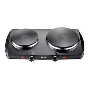 Edm Cocina Eléctrica de Camping 1400W - Placa Portátil de Dos Fuegos