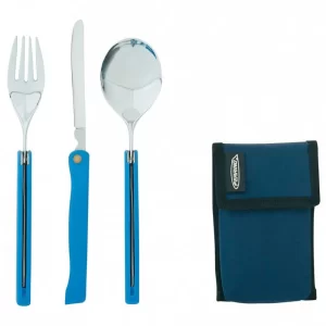 Ferrino Cubiertos Plegables De Viaje - Set Utensilios Camping Acero Inoxidable