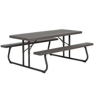 Lifetime Mesa Plegable Ultra Resistente con Bancos UV100 - Conjunto para Exterior y Camping